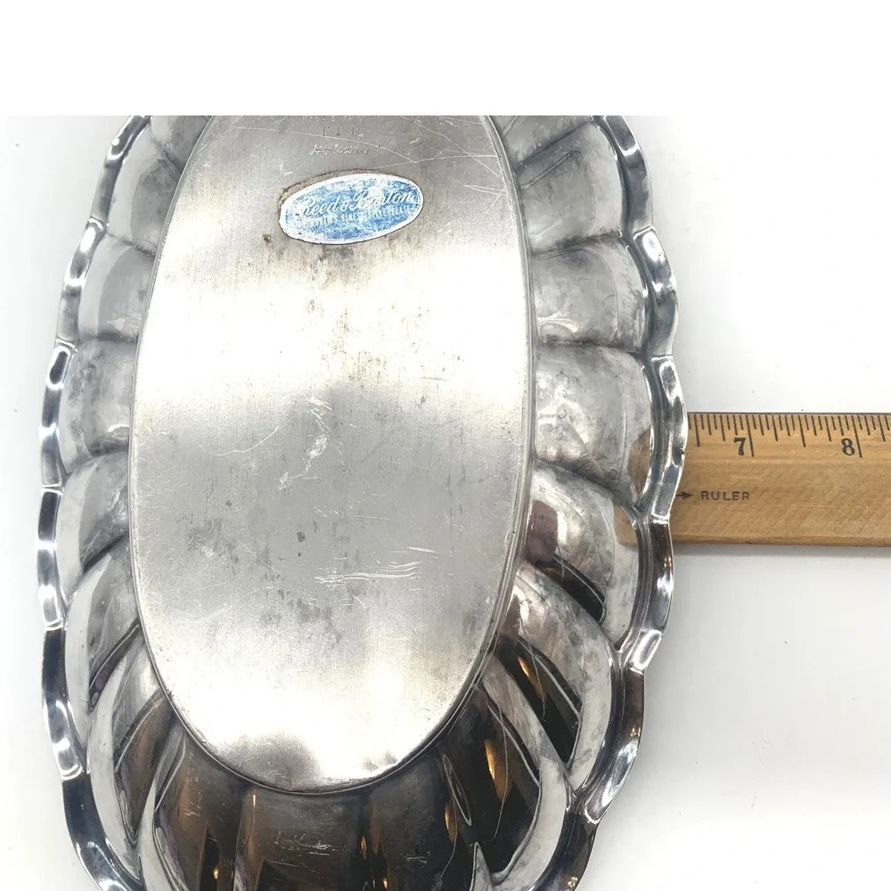 Reed & Barton Holiday 111 Silverplate Bread Tray Scalloped Oval Vintage Dish